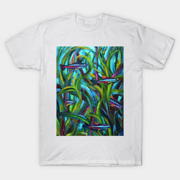 Neon Tetra Fish Art by Robert Phelps T-Shirt by RobertPhelpsArt